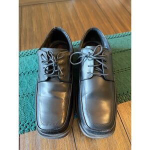 Dexter Comfort Mens Black Leather Square Toe Lace Up Dress Shoes Size 11W